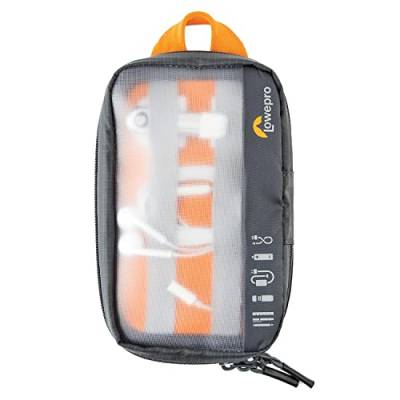 Lowepro GearUp Pouch Mini, Travel Essentials Case, Reiseetui für Telefonkabel, Kabel, Adapter, Akkus, Ladegeräte & USB-Sticks, Smartphone-Zubehörtasche, Hergestellt aus Recyclingmaterial, Grau von Lowepro