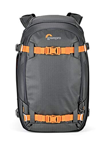 Lowepro Whistler 350 AW II, 4-Jahreszeiten-Kamerarucksack aus Recycling-Materialien, Wetterfeste Hülle, Kameratasche für den Professionellen Einsatz, Passend für 13" Laptop, Einlegepolster, Grau von Lowepro