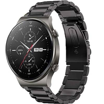 LvBu Armband Kompatibel mit Huawei Watch GT 2 Pro, Classic Edelstahl Uhrenarmband für Huawei Watch GT2 Pro Smartwatch (schwarz) von LvBu