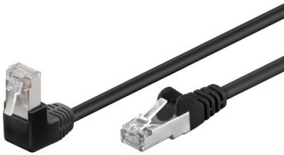 MANAX® CAT 5e, F/UTP Patchkabel RJ45 Steckern > RJ45 Steckern gewinkelt 0,50 m schwarz - 3 Stück von MANAX