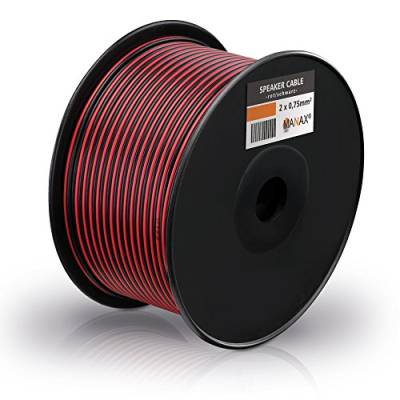 MANAX® Lautsprecherkabel 2 x 0,75mm² rot/schwarz 100 m Spule von MANAX