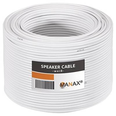 MANAX® Lautsprecherkabel 2 x 1,5mm² weiss 50m Ring von MANAX