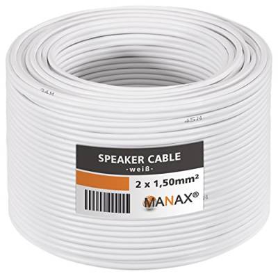 Manax SC2150W-10 Lautpsrecherkabel 2x1,50 mm² CCA (Boxenkabel/Audiokabel), Ring 10 m, weiß von MANAX