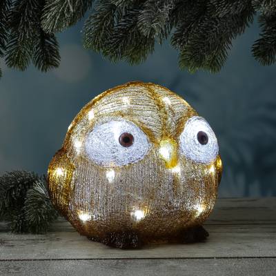 LED Eule mit offenen Augen - Acryl Tierfigur - 30 kaltweiße LED - H... von MARELIDA