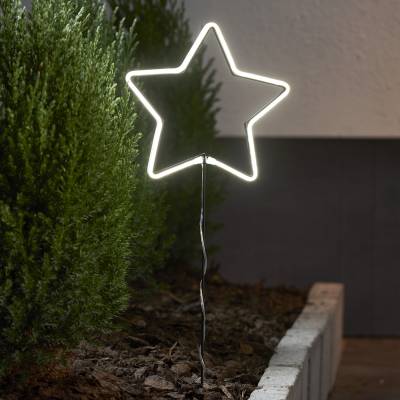 LED Neon Gartenstecker Stern - 72 weiße LED - H: 58cm - 8 Funkt. - ... von MARELIDA