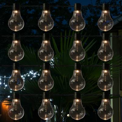 LED Party Lichterkette - 16 transparente Glühbirnen - warmweiße LED... von MARELIDA