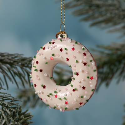Weihnachtsbaumschmuck DONUT - Glas - inkl. Aufhänger - glänzend mit... von MARELIDA