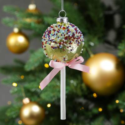 Weihnachtsbaumschmuck Lolli - mit Perlen verziert - Glas - Christba... von MARELIDA