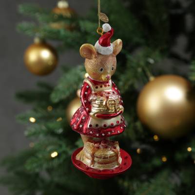 Weihnachtsbaumschmuck Mäuschen mit Pfannkuchen - Christbaumschmuck ... von MARELIDA