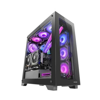 Mars Gaming MC-XP, Custom E-ATX Gehäuse, Dual Window Tempered Glass, Full Liquid Cooling Support, XXL Gaming Tower, Vertical PCIs, USB 3.0, Schwarz von MARSGAMING