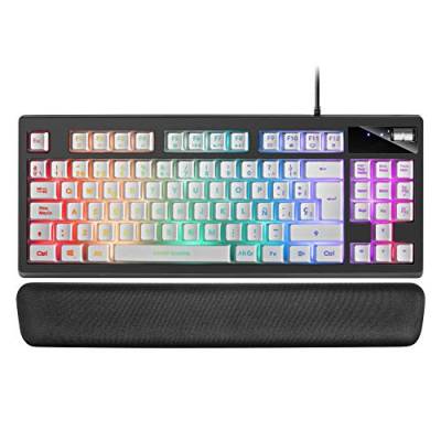 Mars Gaming MKAXWES Kompakttastatur TKL H-Mech, RGB-Beleuchtung 9 Effekte, Gel-Handballenauflage, Weiß, Spanisch Sprache von MARSGAMING