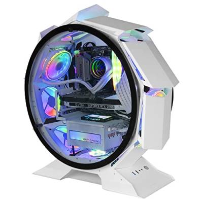 MarsGaming MCORB Weiß, Micro-ATX XL Gaming PC-Gehäuse, Custom Rundes Design, Gehärtetes Doppelglas, MCORBW von MARSGAMING