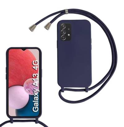 MBSLFY Silikon Handykette für Samsung Galaxy F15 Necklace Hülle mit Band, Verstellbarer Halskette Handyhülle, Handyhülle für zum Umhängen, Case mit Schnur, Navy blau von MBSLFY