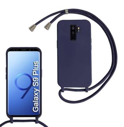 MBSLFY Silikon Handykette für Samsung Galaxy S9 Plus Necklace Hülle mit Band, Verstellbarer Halskette Handyhülle, Handyhülle für zum Umhängen, Case mit Schnur, Navy blau von MBSLFY