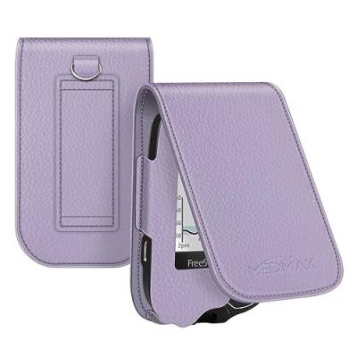 MEDMAX Hülle für Freestyle Libre 3/ Libre 2 / Libre Reader Blutzuckermessgerät, stoßfeste Kunstleder Schutzhülle Cover mit Karabiner-Clip und Handschlaufe für Diabetiker, (Lavendel) von MEDMAX