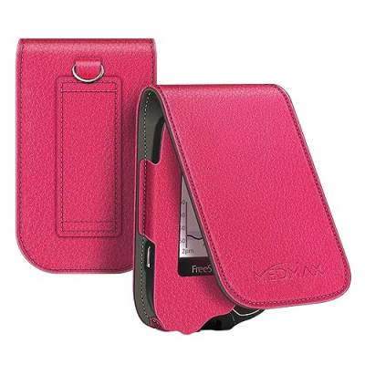 MEDMAX Hülle für Freestyle Libre 3/ Libre 2 / Libre Reader Blutzuckermessgerät, stoßfeste Kunstleder Schutzhülle Cover mit Karabiner-Clip und Handschlaufe für Diabetiker, (Rose Rot) von MEDMAX