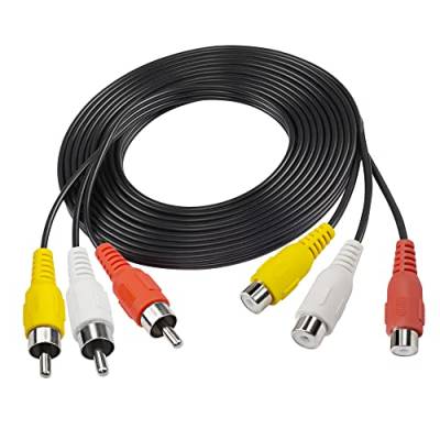 MEIRIYFA 3Cinch Verlängerungskabel, 3 RCA Stecker zu 3 RCA Buchse Audio Video Composite Verlängerungskabel für DVD CD TV (5M) von MEIRIYFA