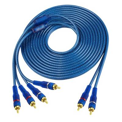 MEIRIYFA 4 Kanal RCA Auto Audio Verbindungskabel, 2 Kanal zu 4 Kanal RCA Auto Audio Y-Splitter Adapterkabel Twisted Pair Kabel OFC voll geschirmt mit Rauschunterdrückung (5M) von MEIRIYFA