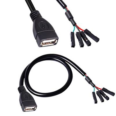 MEIRIYFA USB 2.0 A auf USB 4-Pin Dupont Motherboard Header Adapter, USB Buchse auf 4Pin Buchse 28AWG Verlängerungskabel -30CM (2Pack) von MEIRIYFA