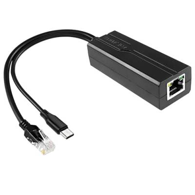MEIRIYFA USB Typ C PoE Splitter 5V 2.4A, PoE auf USB-C Adapter 10/100Mbps IEEE 802.3af Standard Power Over Ethernet für Tablets, Dropcam, Security IP Kameras und mehr von MEIRIYFA