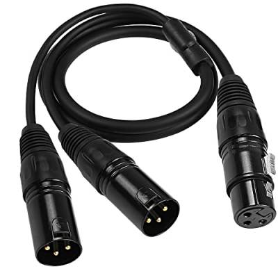 MEIRIYFA XLR Splitter Kabel 1 Buchse zu 2 Stecker Mikrofonkabel, 3Pin XLR zu Dual XLR Balanced Patch Y Mic Audio Adapter Kabel - 0.8M von MEIRIYFA