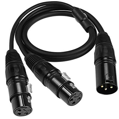 MEIRIYFA XLR Splitter Kabel 1 Stecker zu 2 Buchse Mikrofonkabel, 3Pin XLR zu Dual XLR Balanced Patch Y Mic Audio Adapter Kabel - 80CM von MEIRIYFA