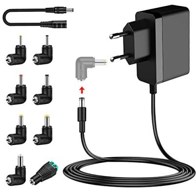 MEROM 9V 2A Universelles Ladegerät Ladekabel mit Polaritätsumwandlungslinie Kompatibel mit Arduino UNO REV, Arduino Nano, Router, Mobile DVD, Wireless - Türklingel, ADSL Modem Netztei (Mit 8 Tipps) von MEROM