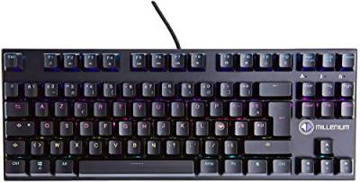 MILLENIUM Gaming Tastatur mit LED Beleuchtung, RGB Tastatur mit 87-Tasten (Internationales-Layout), Mechanische Tastatur mit RED Switch und hochwertige Metall Platte, schwarz von MILLENIUM