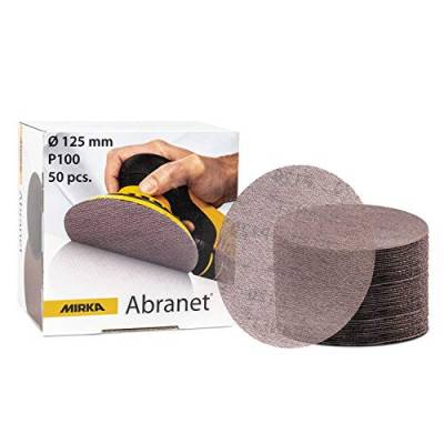 Mirka Abranet Schleifgitter Ø 125mm Klett / Korn P100 / 50 Stk / 5423205010 / Für alle 125mm Exzenterschleifer und Schleifmaschinen geeignet / zum Schleifen von Holz, Spachtel, Lack, Kunststoff von MIRKA