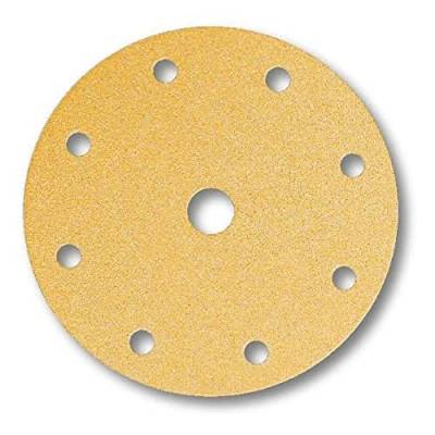 Mirka Gold Universal-Schleifpapier Ø 150mm Klett 9-Loch, Korn P80, 100 Stk / Zum Schleifen von Gips, Spachtel, Spanplatten, Holz, Lack von MIRKA