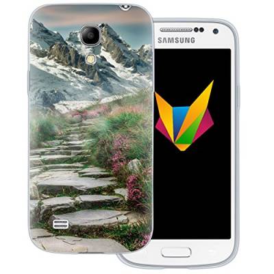 MOBILEFOX Berge Silikon TPU Schutzhülle 0,7mm dünne Handy Soft Case Cover Hülle für Samsung Galaxy S4 Mini Bergpfad von MOBILEFOX