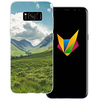 MOBILEFOX Berge Silikon TPU Schutzhülle 0,7mm dünne Handy Soft Case Cover Hülle für Samsung Galaxy S8 Grünes Gebirge von MOBILEFOX