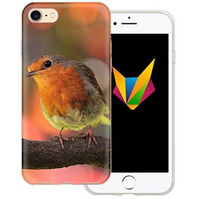 MOBILEFOX Vögel transparente Silikon TPU Schutzhülle 0,7mm dünne Handy Soft Case für Apple iPhone 7 Rotkehlchen von MOBILEFOX