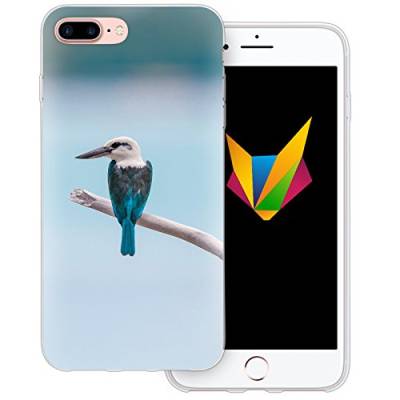 MOBILEFOX Vögel transparente Silikon TPU Schutzhülle 0,7mm dünne Handy Soft Case für Apple iPhone 8 Plus Vogel Blau von MOBILEFOX