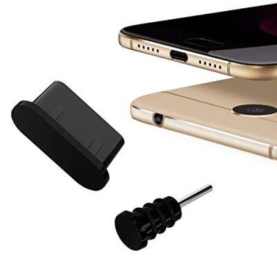 MOELECTRONIX USB 3.1 Typ C Staubschutz passend für Samsung Galaxy A71 SM-A715F | Kopfhörer Schutz Kappe Staub Stöpsel Type C | Schwarz von MOELECTRONIX