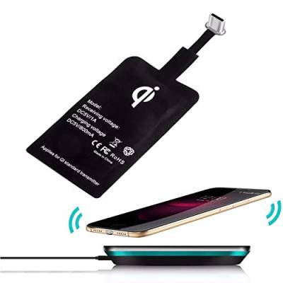 MOELECTRONIX USB TYP C Qi passend für Samsung Galaxy A51 SM-A515F | Wireless Empfänger Induktion Adapter Ladegerät | Charger Receiver von MOELECTRONIX