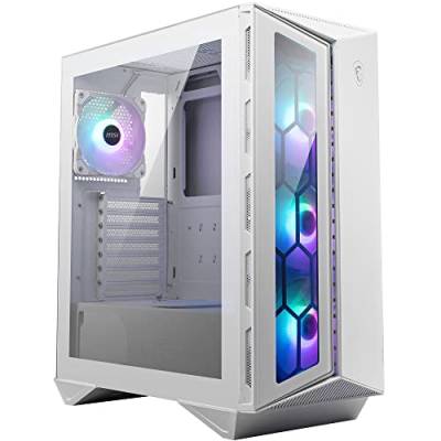 MSI MPG GUNGNIR 110R WHITE Mid-Tower PC Gehäuse - Gehärtetes Glas, unterstützt ATX, M-ATX, Mini-ITX, 4x 120mm ARGB Lüfter Hub Controller, magnetischer Staubfilter, USB 3.2 Gen 2x2 Typ-C, Gen 1 Typ-A von MSI