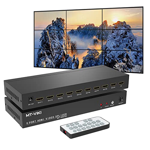 MT-VIKI 3x3 HDMI Videowand Controller 1 in 9 Out Bildschirmspleißung 9 Port Video Wall Prozessor unterstützt 13 Anzeigemodi 1080P@60Hz von MT-VIKI