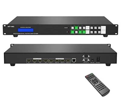 MT-VIKI 4K HDMI Matrix Switch 4x4 1U Rackmount Splitter und Switch mit Hintergrundbeleuchtung-Tasten IR-Fernbedienung RS232 LAN EDID HDCP1.4 ADI 4K30Hz von MT-VIKI