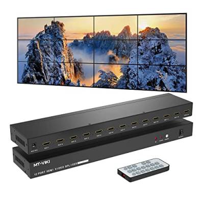 MT-VIKI 4x3 HDMI Videowand Controller 1 in 12 Out Bildschirmspleißung 12 Port Video Wall Prozessor unterstützt 35 Anzeigemodi 1080P@60Hz von MT-VIKI