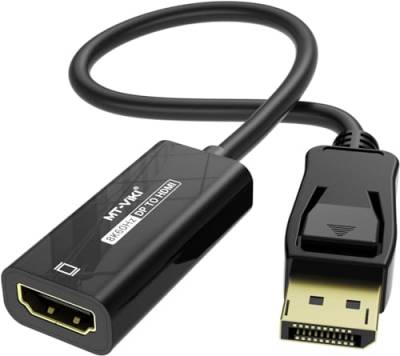 MT-VIKI 8K60Hz/4K120Hz DisplayPort auf HDMI Adapter, Unidirektionaler DP auf HDMI Adapter Vergoldeter Stecker DisplayPort 1.4 zu HDMI 2.1 Plug & Play Kompatibel für Desktop Laptop von MT-VIKI