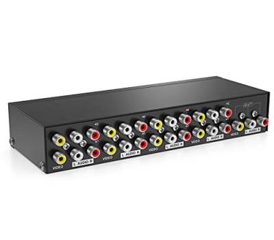 MT-Viki 8 Port AV RCA Switch 8 in 1 Out Composite Video L/R Audio Umschalter Selection Box for DVD Players SNES N64 PS2/3 Game von MT-VIKI