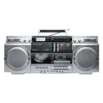 MUSE M-380GBS Retro Kassetten Boombox mit CD-Player, AUX und Bluetooth, Smartphone kompatibel, Kassettenrekorder Cooles Vintage Design von MUSE