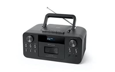 MUSE Tragbares DAB+ Radio mit Bluetooth CD-Player, Kassettenspieler, UKW, Kopfhörer-Eingang, AUX-In, LCD Display, Musik-Streaming, Schwarz (M-182DB) von MUSE