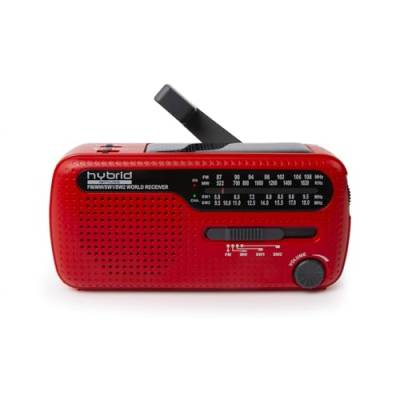 MUSE Tragbares Solar Radio, Kurbelradio mit Wiederaufladbarer Batterie und Powerbank-Funktion, LED Taschenlampe & Leseleuchte | für Camping Ourdoor, MH-07 RED, Rot von MUSE