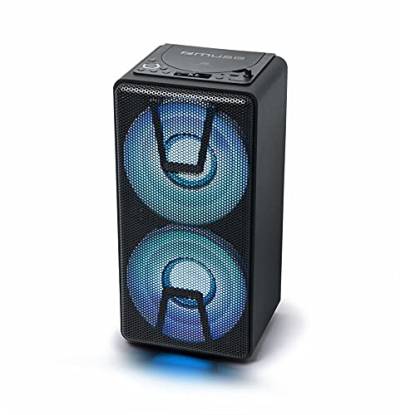 Muse DJ-Party-Box, tragbarer Bluetooth-Lautsprecher mit CD-Player, Stereo-Pairing, Farbwechsel-Lichtern und eingebauter Batterie, 150 Watt, schwarz (M-1820 DJ) von MUSE