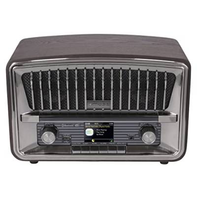 Muse Digitalradio, DAB+ FM, Radiowecker, Dual-Alarm, (M-135 DBT) LCD-Display, 2 x 5 Watt, Schlummerfunktion, USB-AUX-IN Telefonbuchse, Dunkelgrau, Retro, Nostalgieradio von MUSE