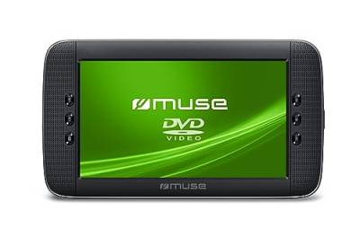 Muse M-1028 CVB Auto DVD Player, Fahrzeug Multimedia und Unterhaltungssystem, kompatibel mit MP3, JPEG und Xvid, Eingebaute wiederaufladbare Batterie, mit Fernbedienung und Autohalterung, Schwarz. von MUSE