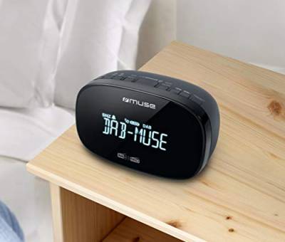 Muse Radiowecker DAB+ FM PLL, Dual-Alarm, (M-150 CDB) Schlummerfunktion, Sleep-Funktion, Telefonbuchse, LCD-Display, dunkelgrau von MUSE