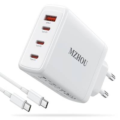 MZHOU USB Ladegerät 120W, USB Stecker 4 Port (3USB-C + 1USB-A) High-Speed Ladeadapter, 1 x 2M Schnellladekabel mit E-Mark Chip, USB C 3.0 Charger für Phone/Pad/Laptop/Tablet und Anderen USB Adapter.… von MZHOU